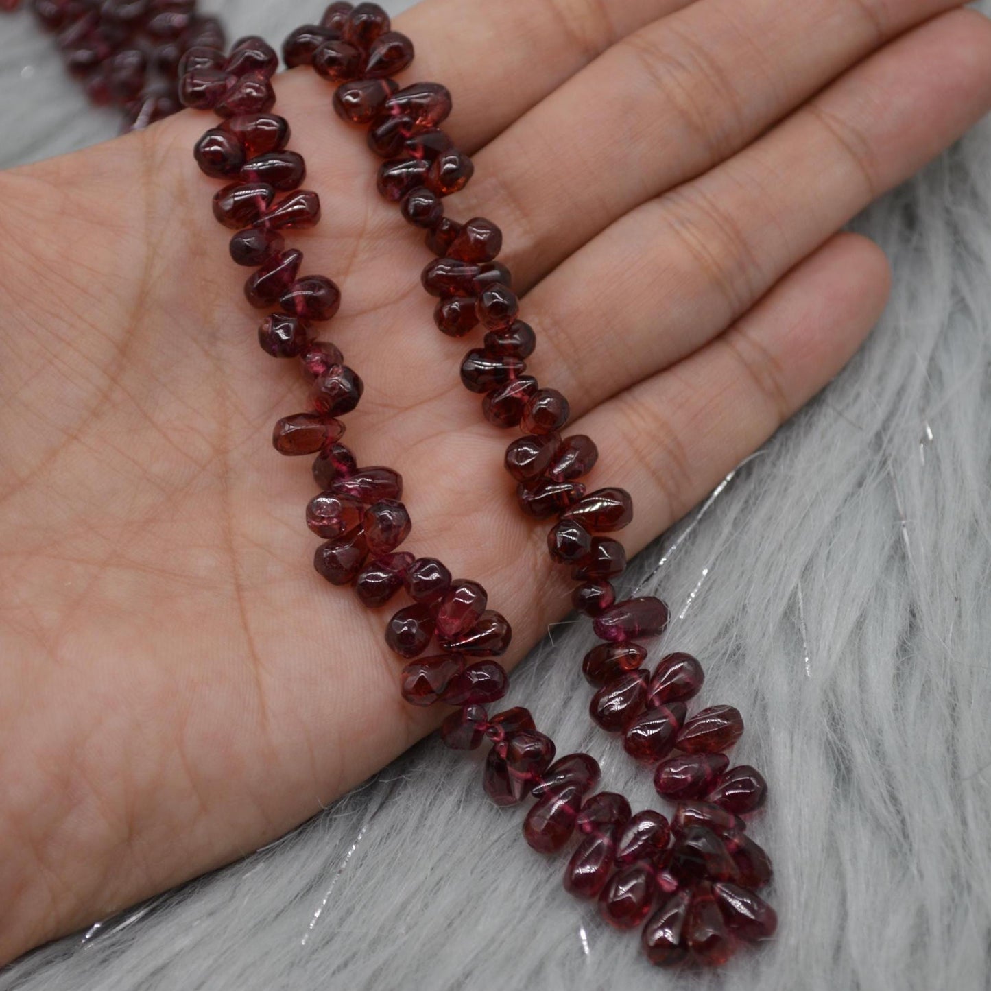 Red Garnet Beaded Necklace: Sterling Silver, January Birthstone, Red Gemstone Jewelry