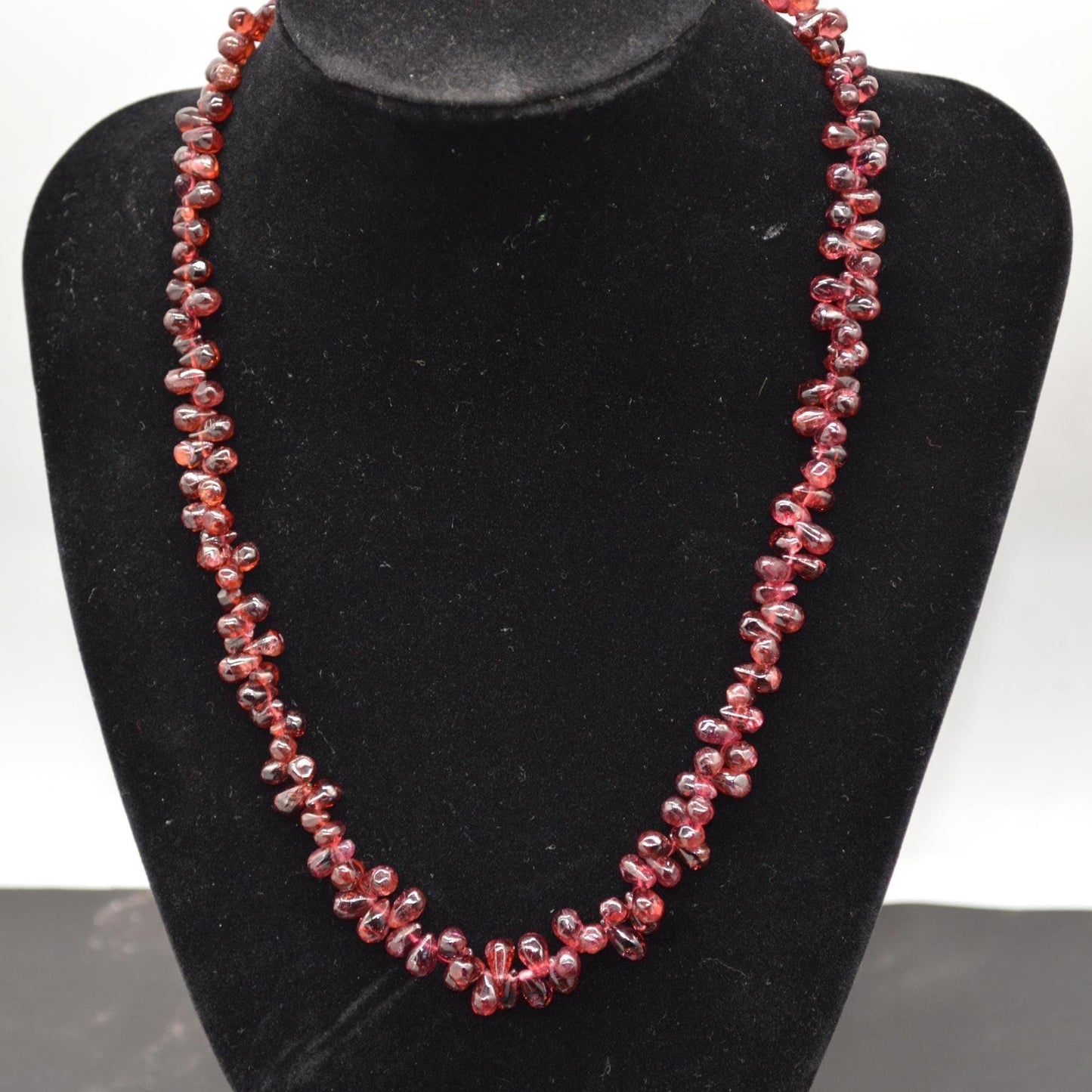 Red Garnet Beaded Necklace: Sterling Silver, January Birthstone, Red Gemstone Jewelry
