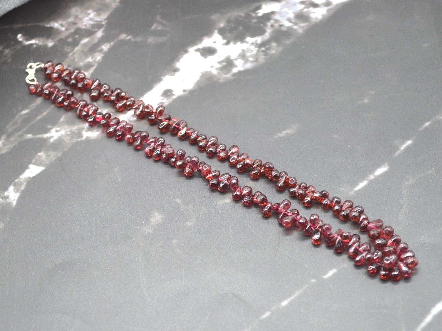 Red Garnet Beaded Necklace: Sterling Silver, January Birthstone, Red Gemstone Jewelry