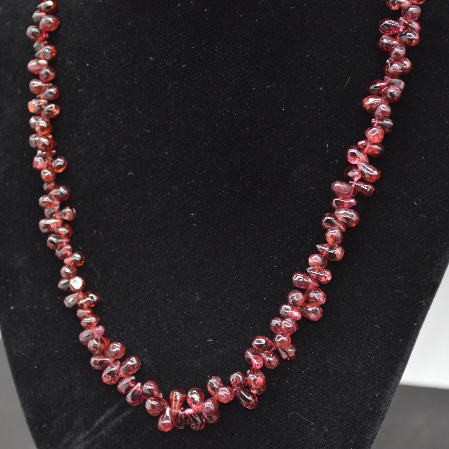 Red Garnet Beaded Necklace: Sterling Silver, January Birthstone, Red Gemstone Jewelry