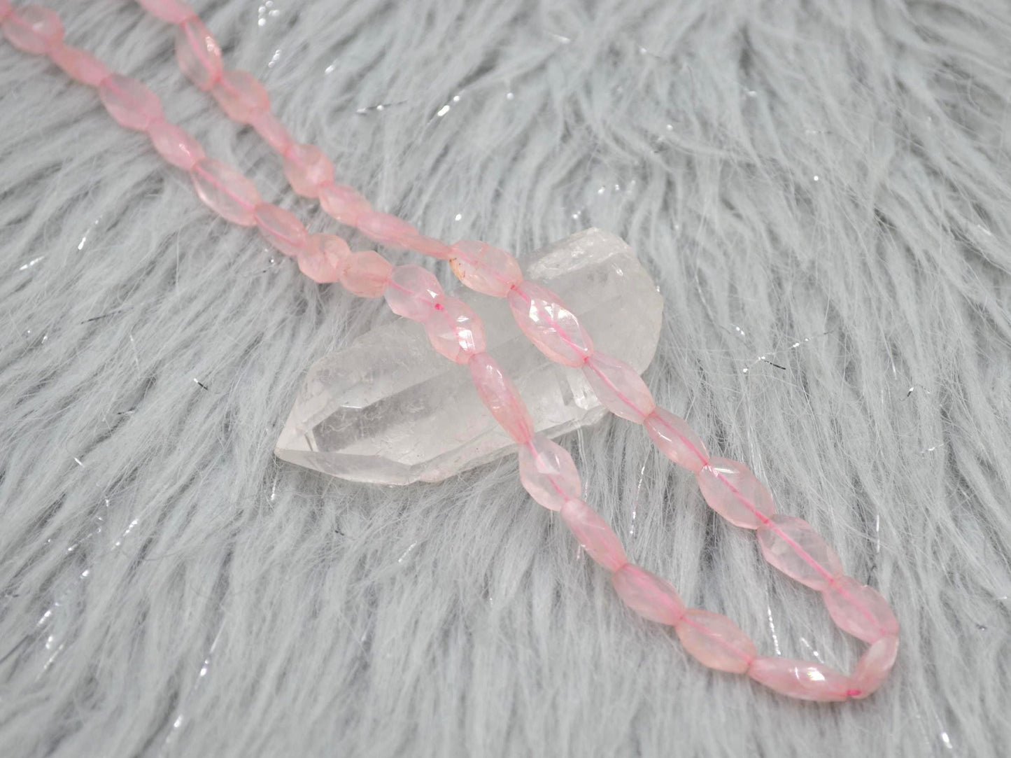 Rose Quartz Beaded Necklace: Pink Gemstone Jewelry, 18 Inches, Sterling Silver