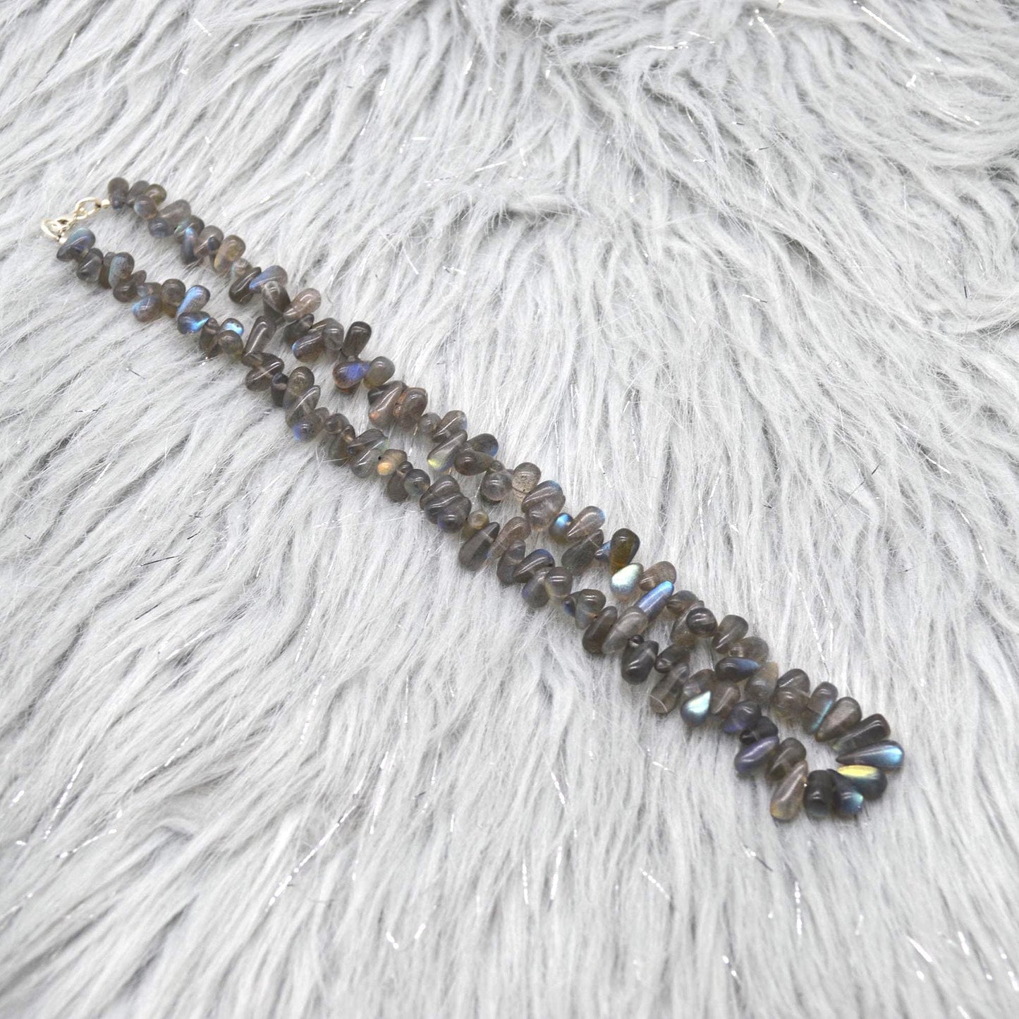 Labradorite Beaded Necklace: Sterling Silver, Blue Grey Gemstone Jewelry