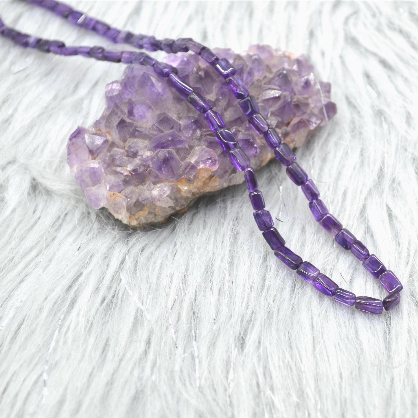 Amethyst Beaded Necklace: Sterling Silver, February Birthstone, Purple Gemstone Jewelry