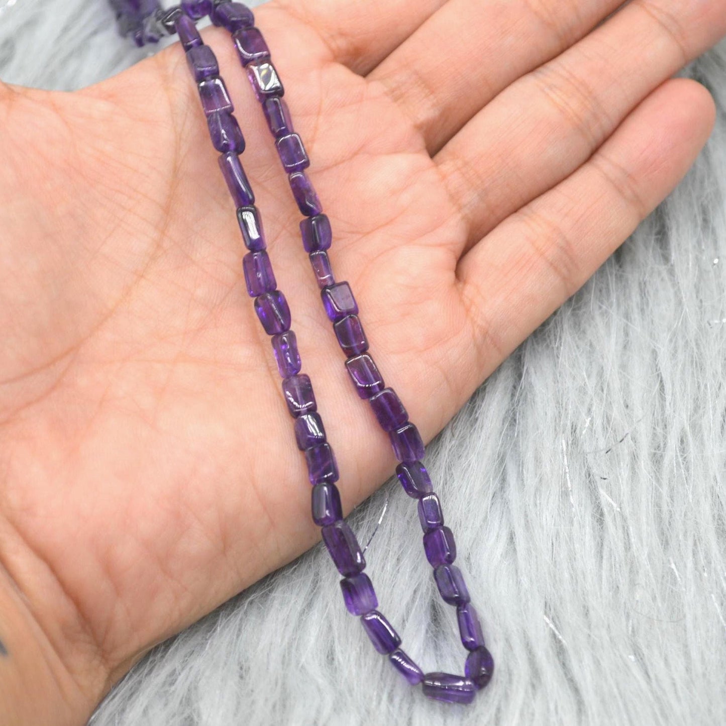 Amethyst Beaded Necklace: Sterling Silver, February Birthstone, Purple Gemstone Jewelry