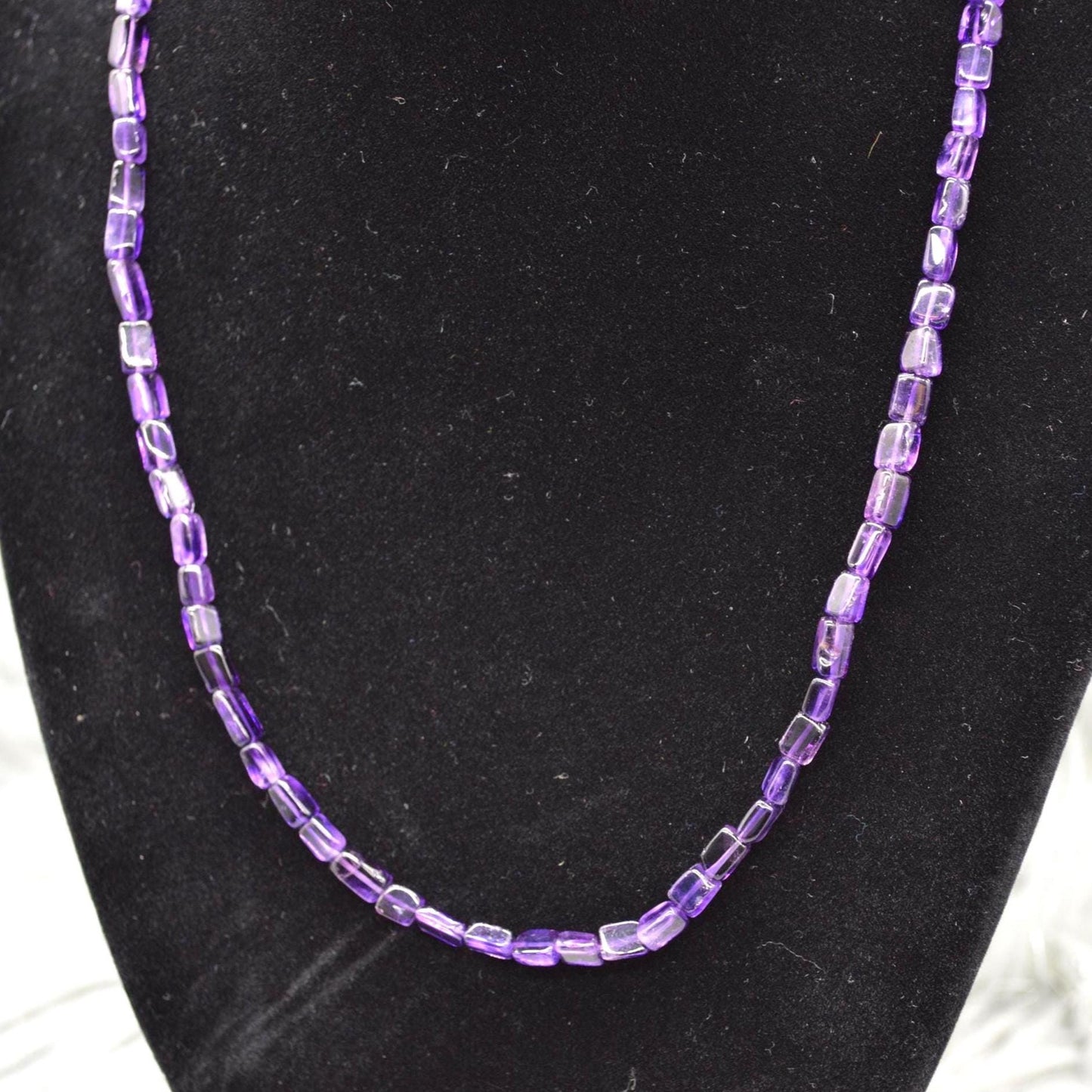 Amethyst Beaded Necklace: Sterling Silver, February Birthstone, Purple Gemstone Jewelry