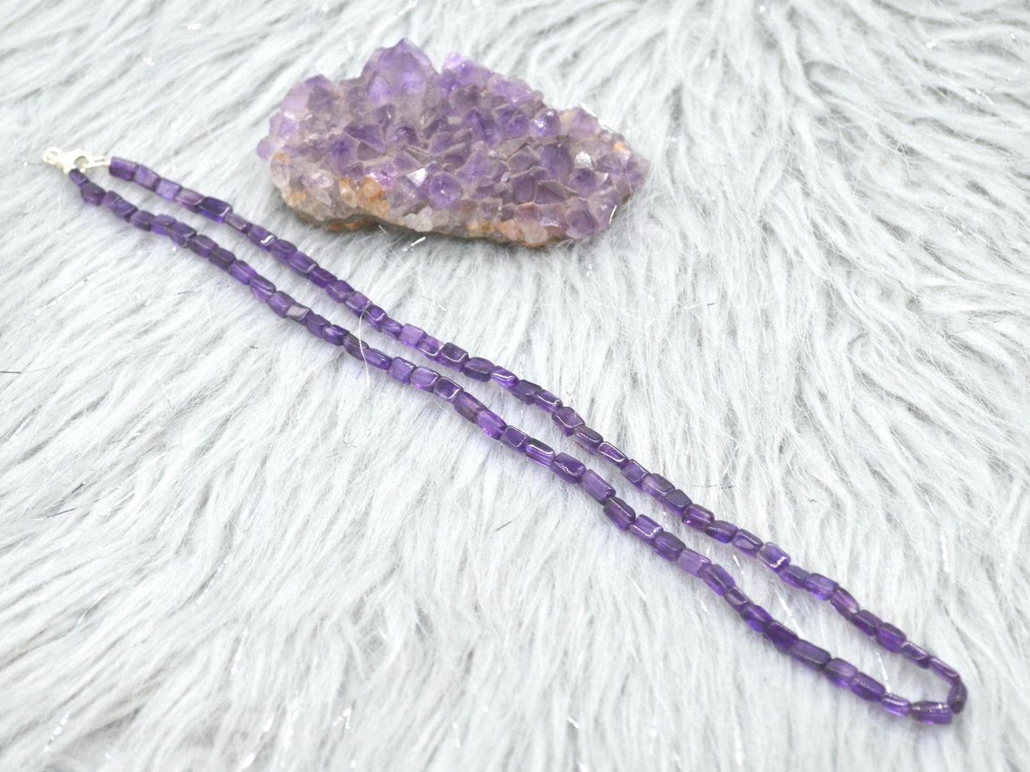 Amethyst Beaded Necklace: Sterling Silver, February Birthstone, Purple Gemstone Jewelry