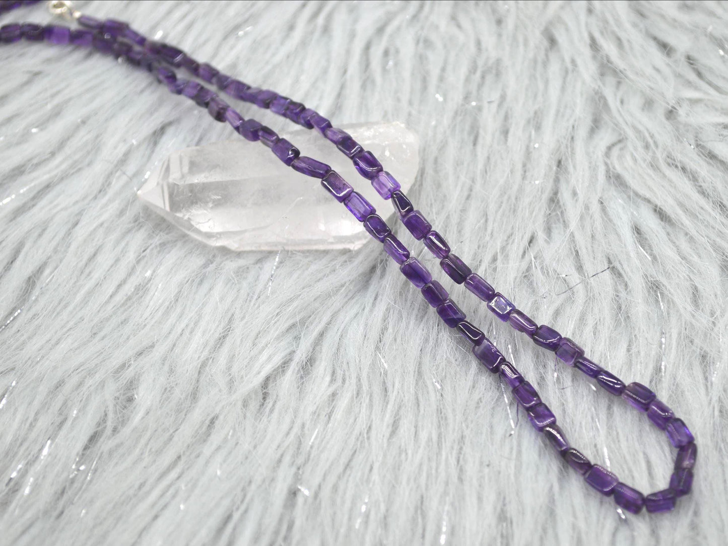 Amethyst Beaded Necklace: Sterling Silver, February Birthstone, Purple Gemstone Jewelry