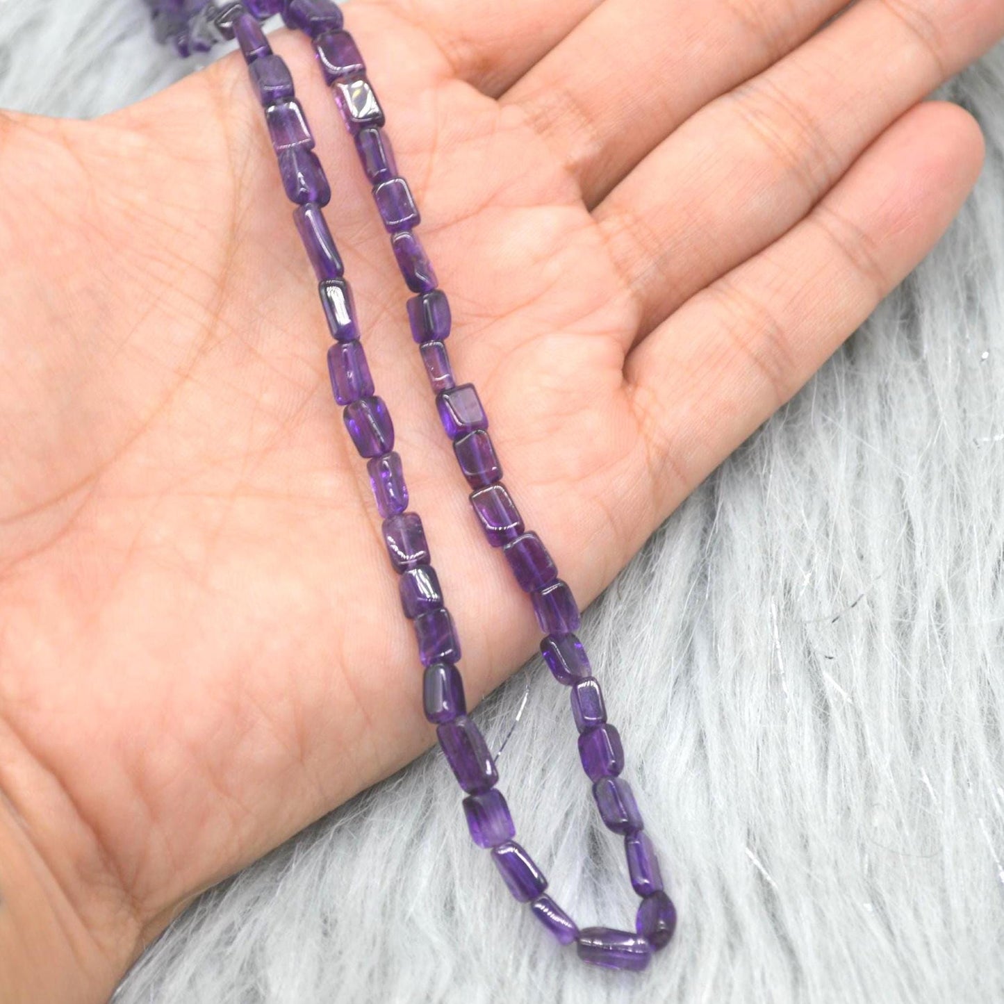 Amethyst Beaded Necklace: Sterling Silver, February Birthstone, Purple Gemstone Jewelry