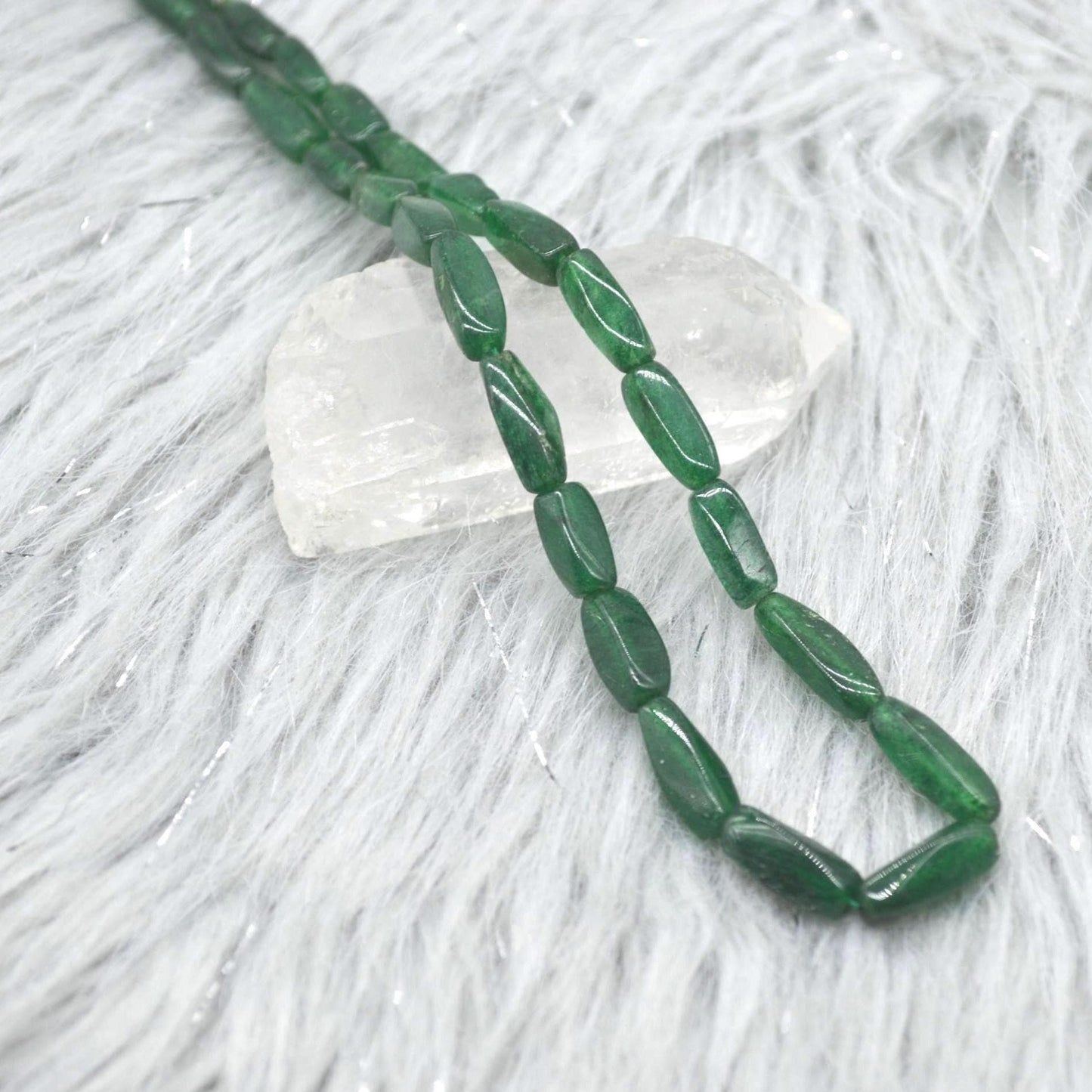 Green Aventurine Beaded Necklace: Sterling Silver, Mint Green Gemstone Jewelry, 18 Inches