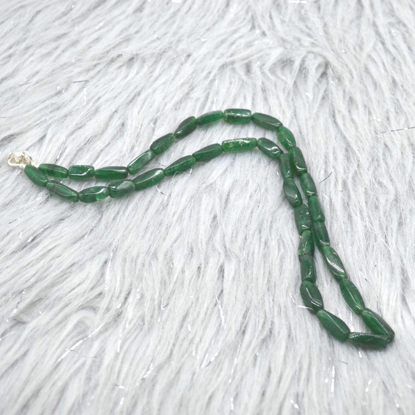 Green Aventurine Beaded Necklace: Sterling Silver, Mint Green Gemstone Jewelry, 18 Inches