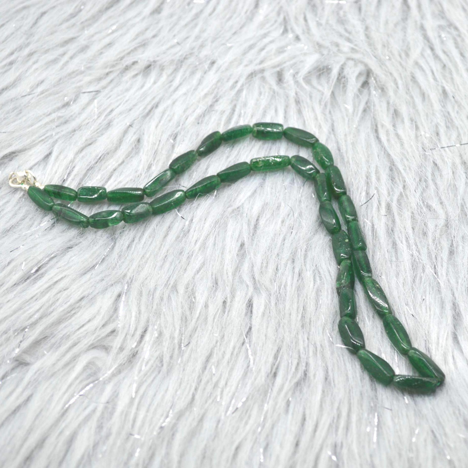 Green Aventurine Beaded Necklace: Sterling Silver, Mint Green Gemstone Jewelry, 18 Inches