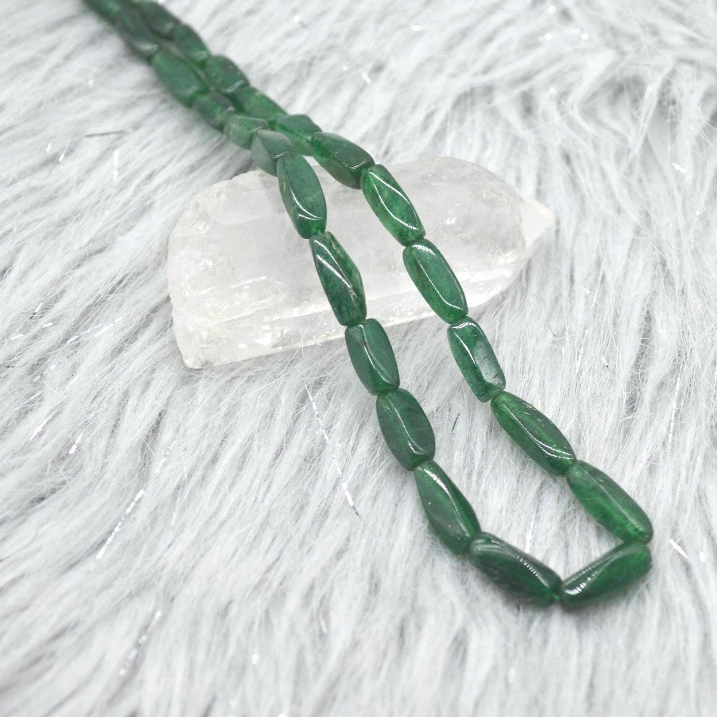 Green Aventurine Beaded Necklace: Sterling Silver, Mint Green Gemstone Jewelry, 18 Inches