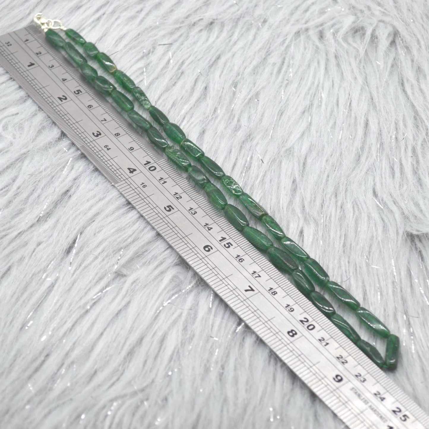Green Aventurine Beaded Necklace: Sterling Silver, Mint Green Gemstone Jewelry, 18 Inches