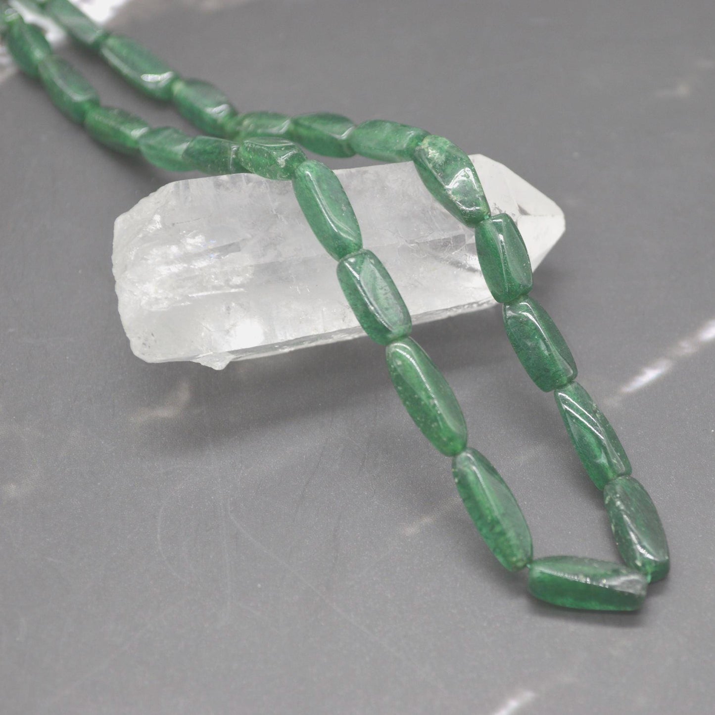 Green Aventurine Beaded Necklace: Sterling Silver, Mint Green Gemstone Jewelry, 18 Inches
