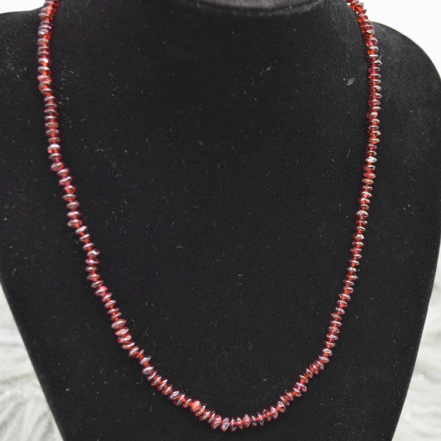 Red Garnet Beaded Necklace: Sterling Silver, January Birthstone, Gemstone Jewelry