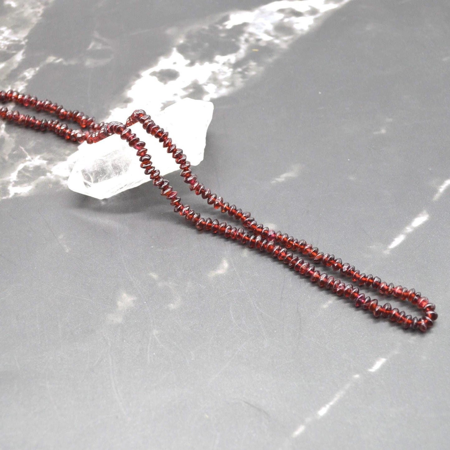 Red Garnet Beaded Necklace: Sterling Silver, January Birthstone, Gemstone Jewelry