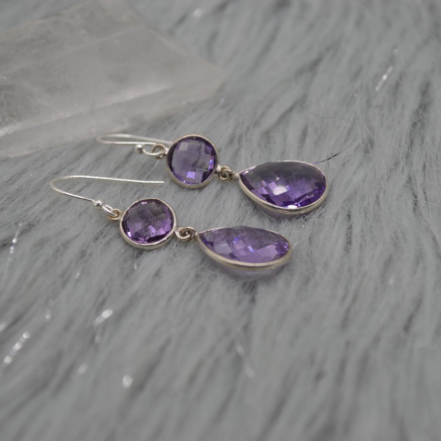 Amethyst Sterling Silver Drop Earrings: February Birthstone, Purple Gemstone Jewelry