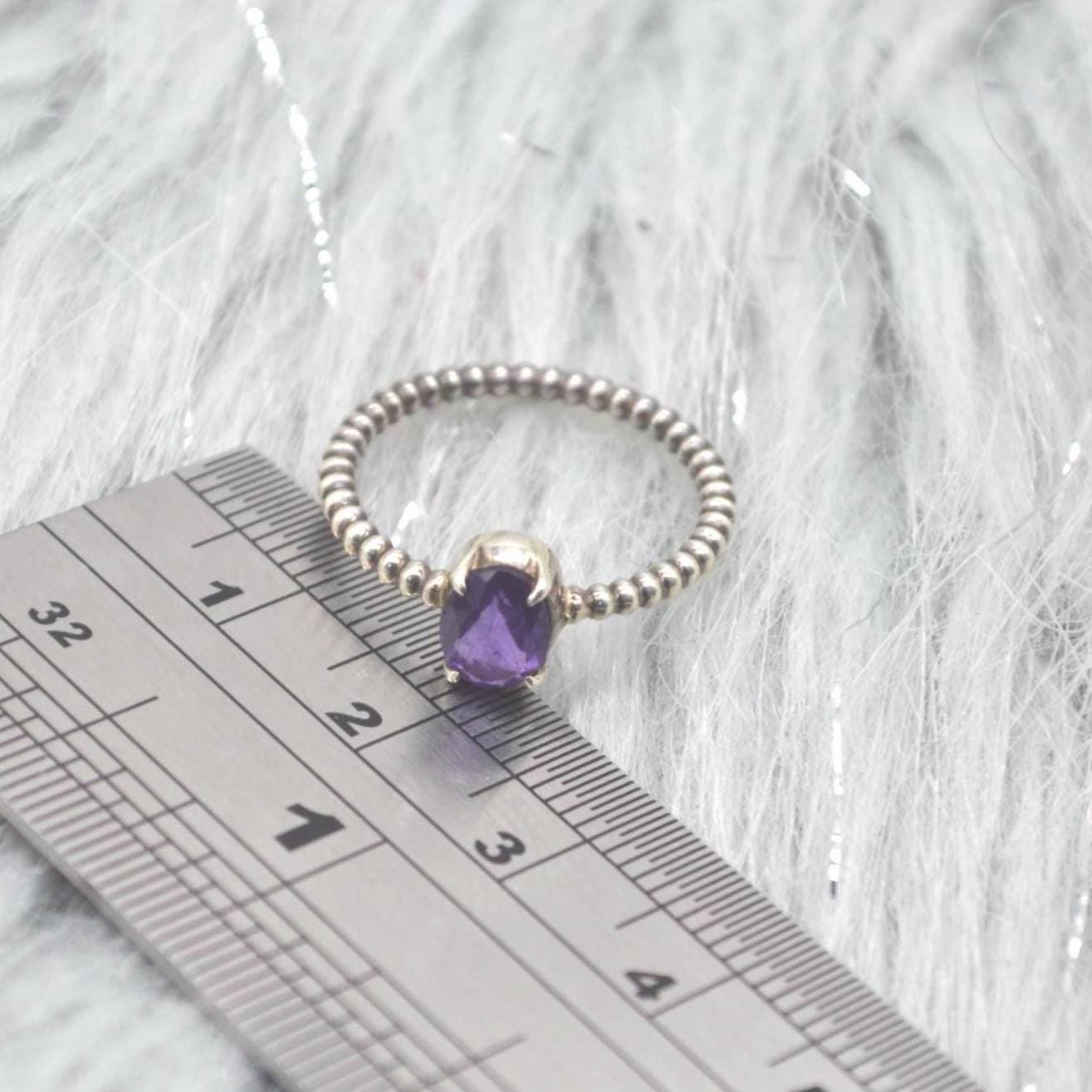 Amethyst Sterling Silver Ring: February Birthstone Jewelry, Purple Gemstone, Everyday Stacking Ring