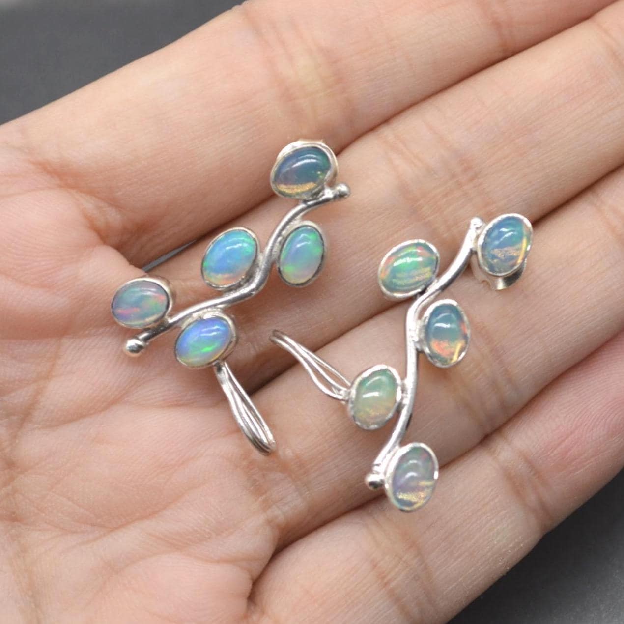 Fire Opal Silver Earrings: Rainbow Gemstone Drop, October Birthstone