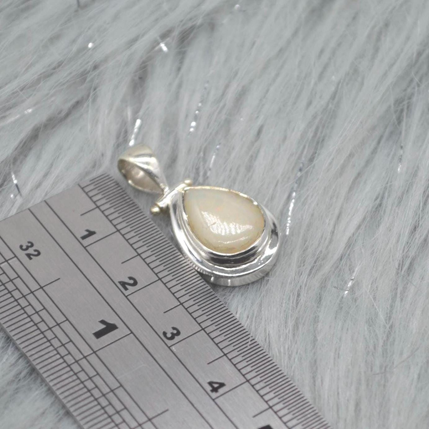 White Opal Pendant: Sterling Silver Necklace, Gemstone Pendant