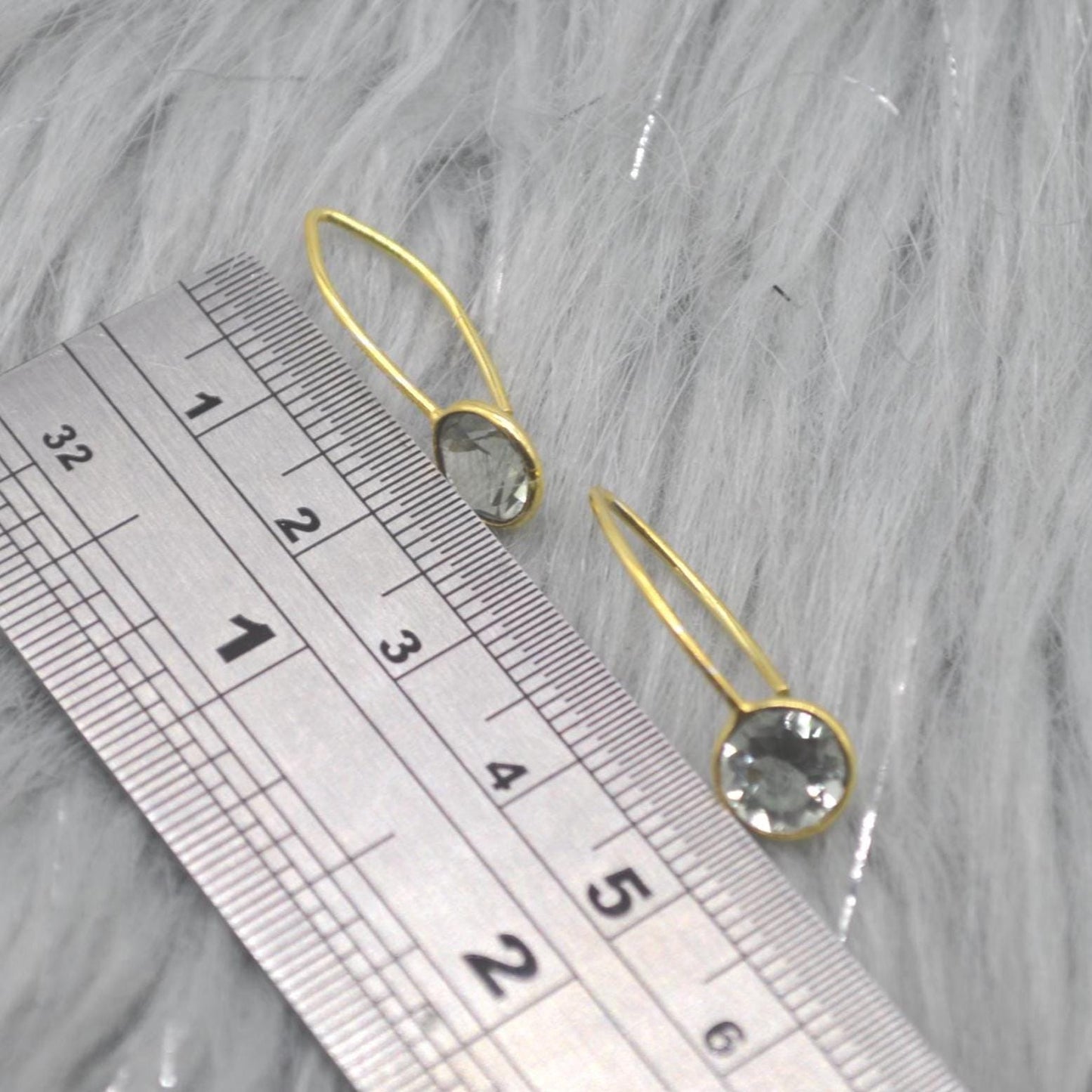 Gemstone Dangle Drop Earrings: Gold Plated Silver, Garnet Citrine Labradorite Peridot or Green Amethyst