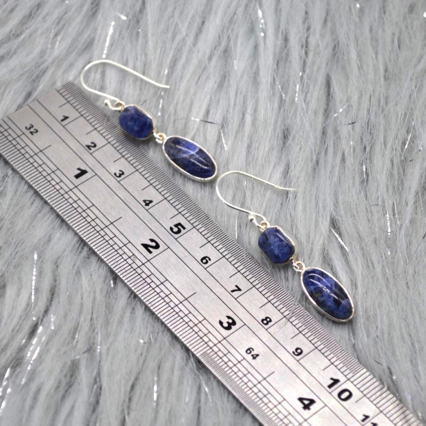 Blue Sapphire Earrings: Silver, Dangle Drop, September Birthstone