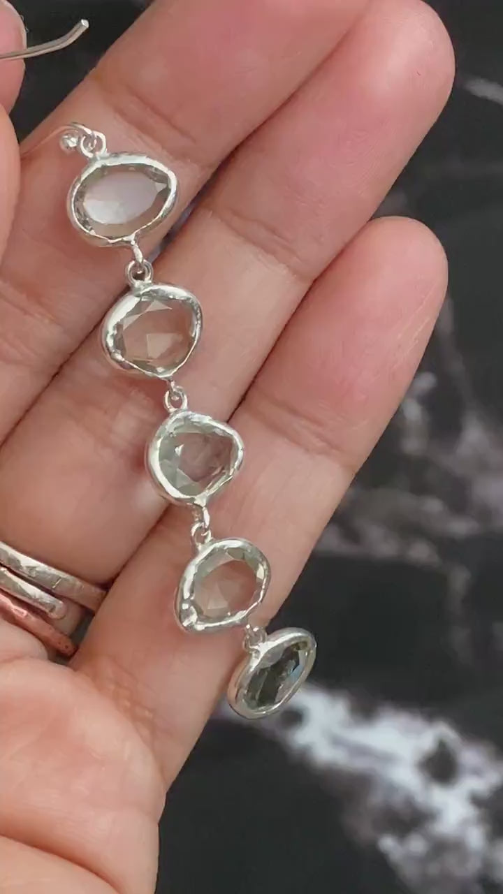 Green Amethyst Sterling Silver Earrings, February Birthstone Jewelry, Amethyst Dangle Earrings, Birthday Gift For Her, Bridesmaid Gift