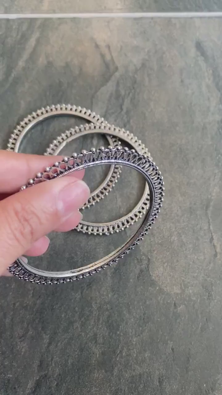 Oxidised Steel Bangle Bracelet For Women, Indian Kada Bangle, Indian Jewelry, Unique Bangle Gift
