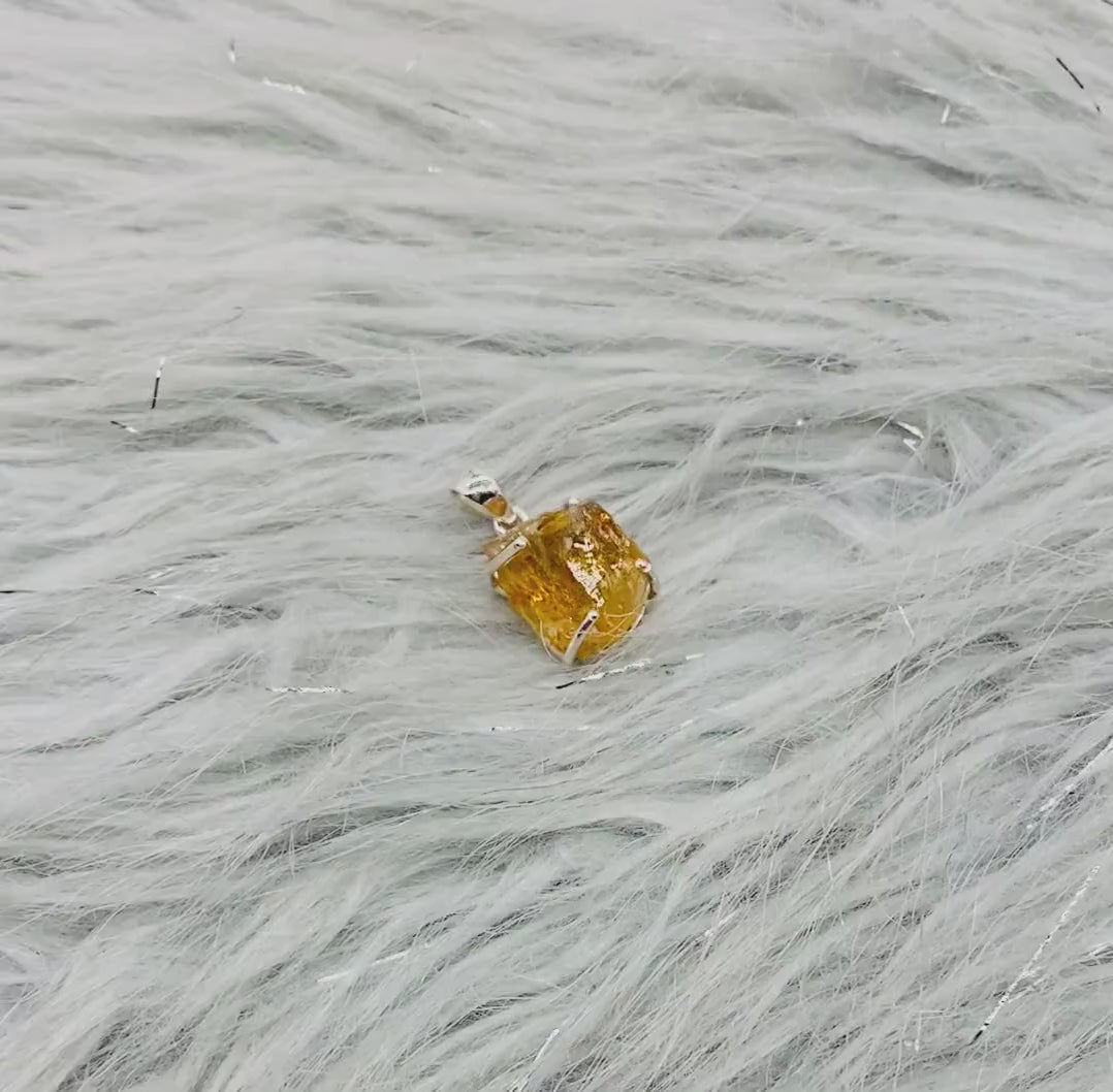 Raw Citrine Pendant Necklace, Rough Cut Natural Citrine, November Birthstone, Raw Gemstone, Sterling Silver, Birthday gifts, Yellow Gem