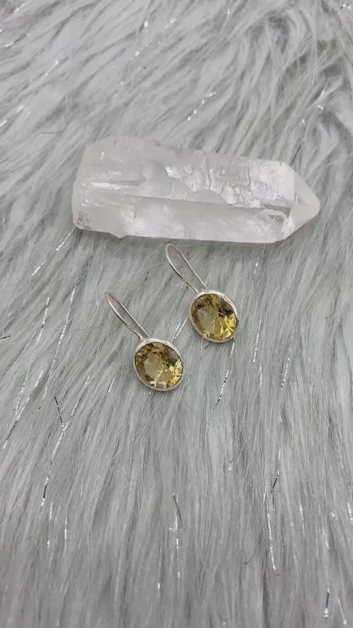 Citrine Earrings, Sterling Silver Earrings, Statement Unique Dangle Drop Earrings, November Birthstone, Gift For Her, Birthday Gift