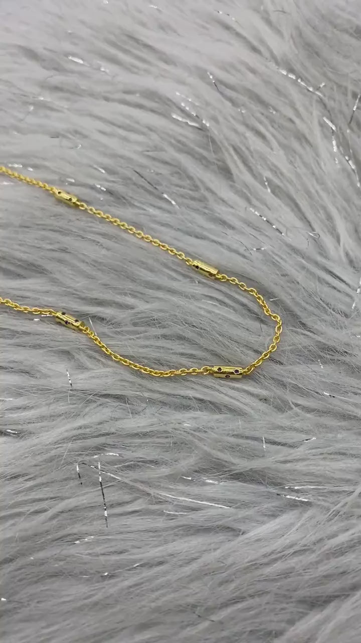 Iolite Gold Chain Necklace, Dainty Necklace, Gold Plated Sterling Silver Purple Gemstone Necklace, Birthday Gifts For Her, Gift For Mom
