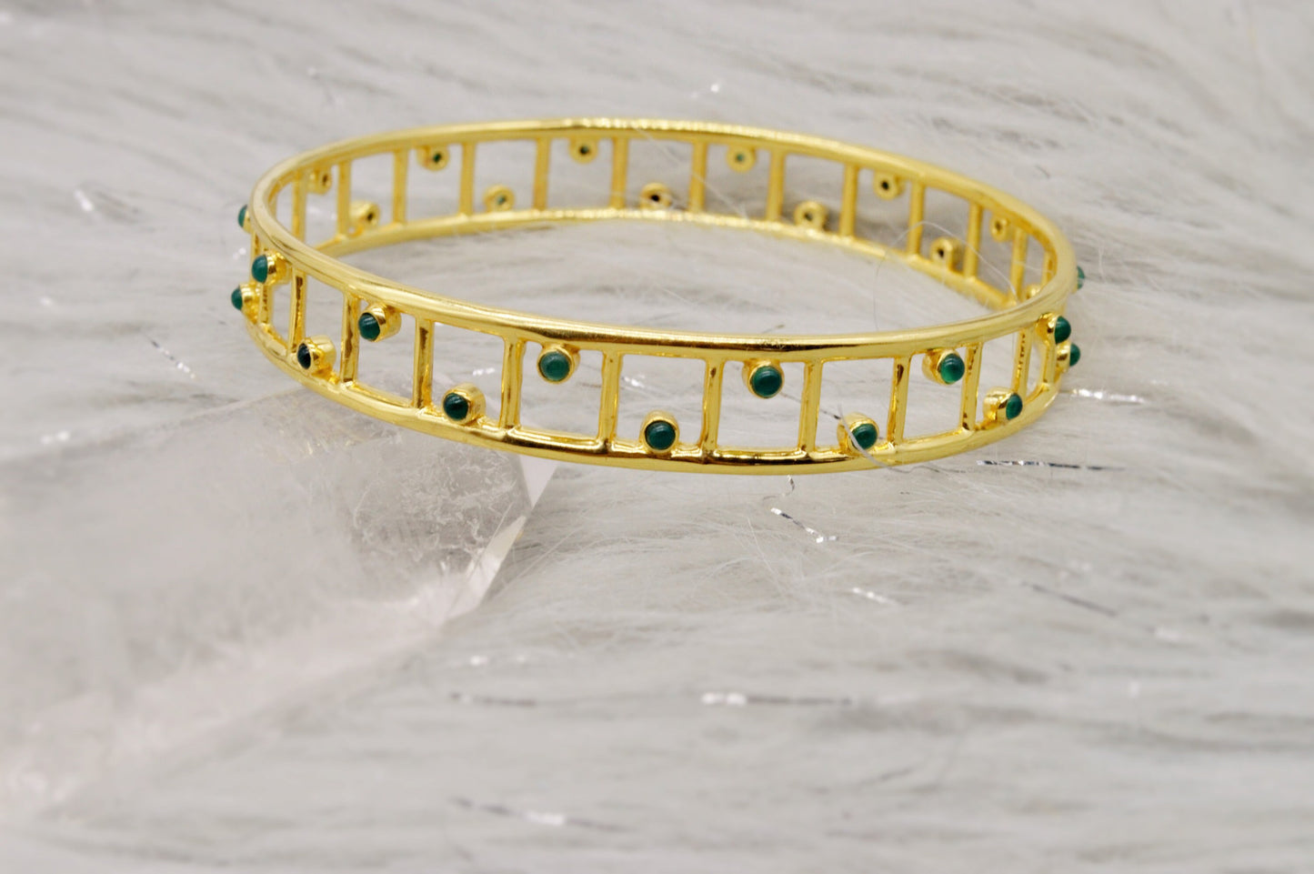 Green Onyx Gold Bangle Bracelet, Dainty Gemstone Bracelet, Unique Bracelet For women, Gift For Her, Birthday Gift, 6.5 cm diameter