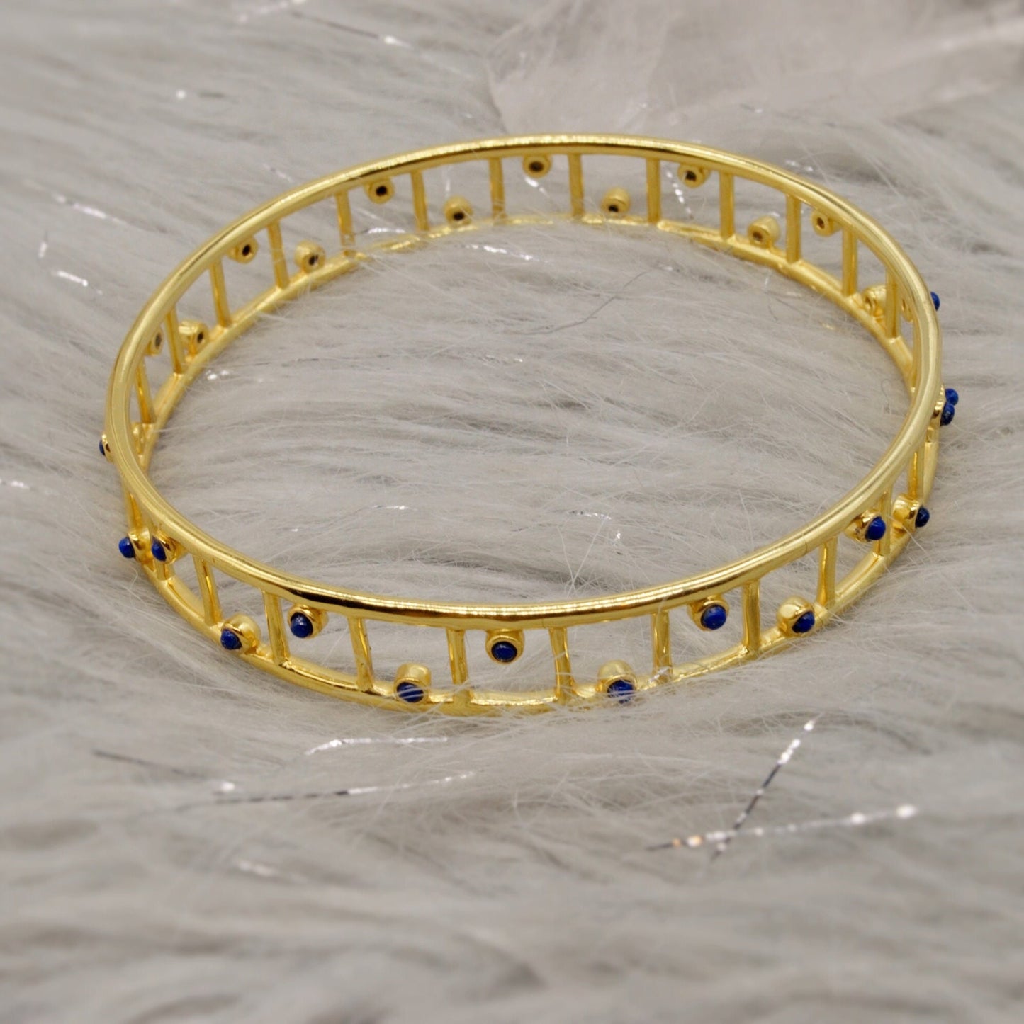 Lapis Lazuli Gold Bangle Bracelet, Lapis Jewelry, December Birthstone Bracelet, Indian Bangles For Women, Gifts For Her, UK size 6.5cm