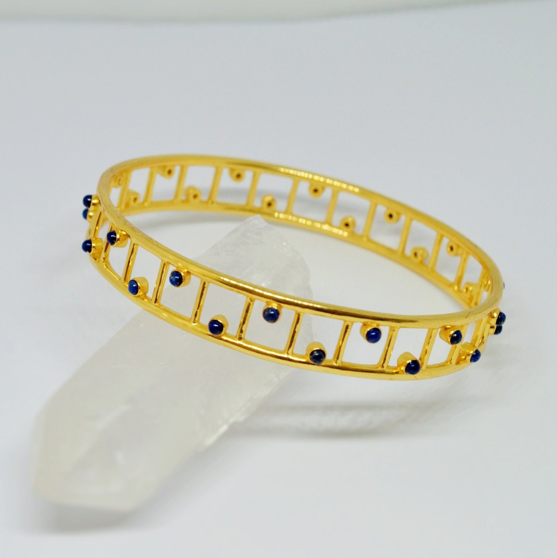 Lapis Lazuli Gold Bangle Bracelet, Lapis Jewelry, December Birthstone Bracelet, Indian Bangles For Women, Gifts For Her, UK size 6.5cm