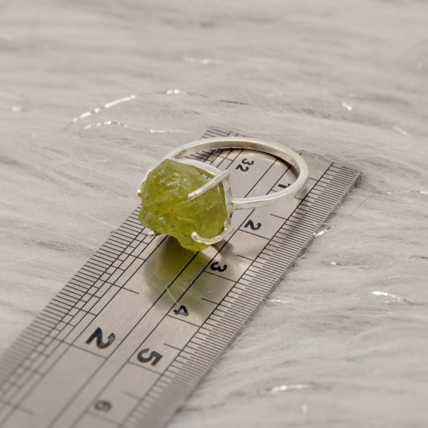 Raw Peridot Ring, Gemstone Ring, August Birthstone Jewelry, UK Size T, Peridot Jewelry, Raw Gem Ring, Rings For Women, Gift For Her