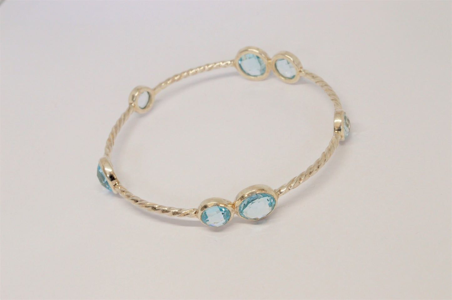 Blue Topaz Bracelet, Sterling Silver Bracelet, Best Selling Bangle, December Birthstone Bracelets For Women, Unique Best Friend Gift