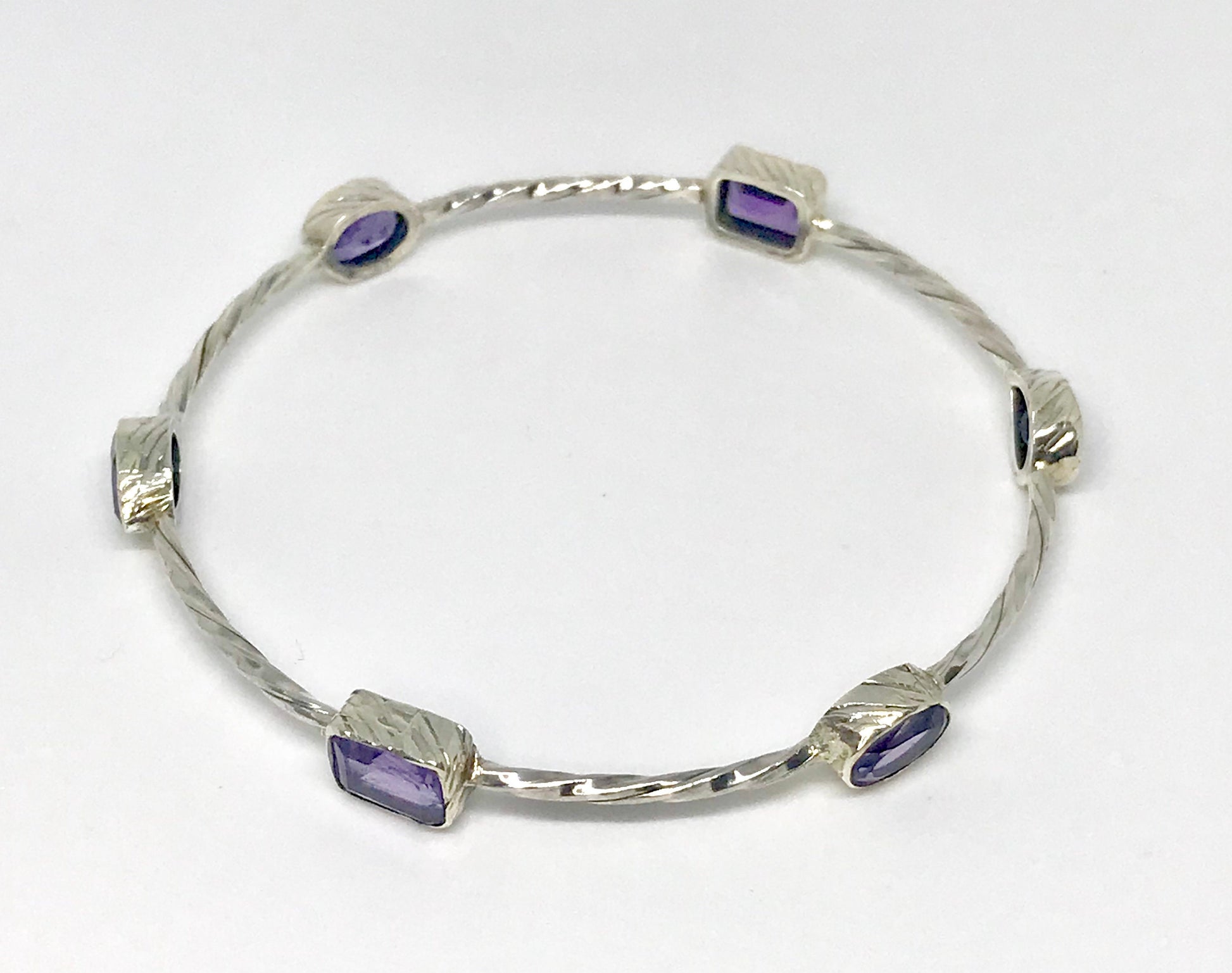 Amethyst Sterling Silver Bracelet, February Birthstone, Gemstone Dainty Bracelets For Women, Oxidized Silver, Gift For Her