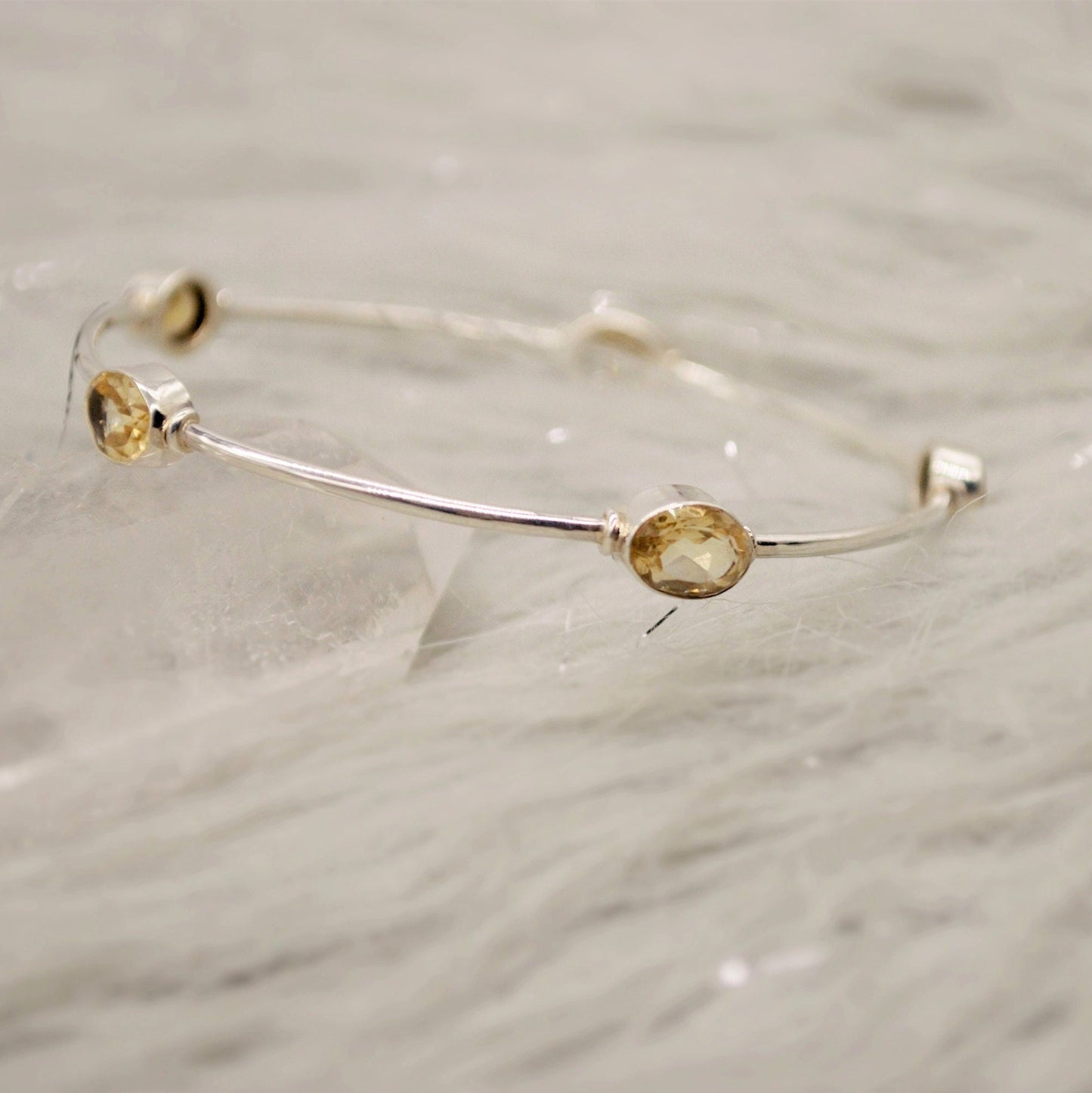 Citrine Sterling Silver Bangle Bracelet, Citrine Jewelry, Dainty Bracelet, November Birthstone, 7.5cm Diameter, Bangles For Women