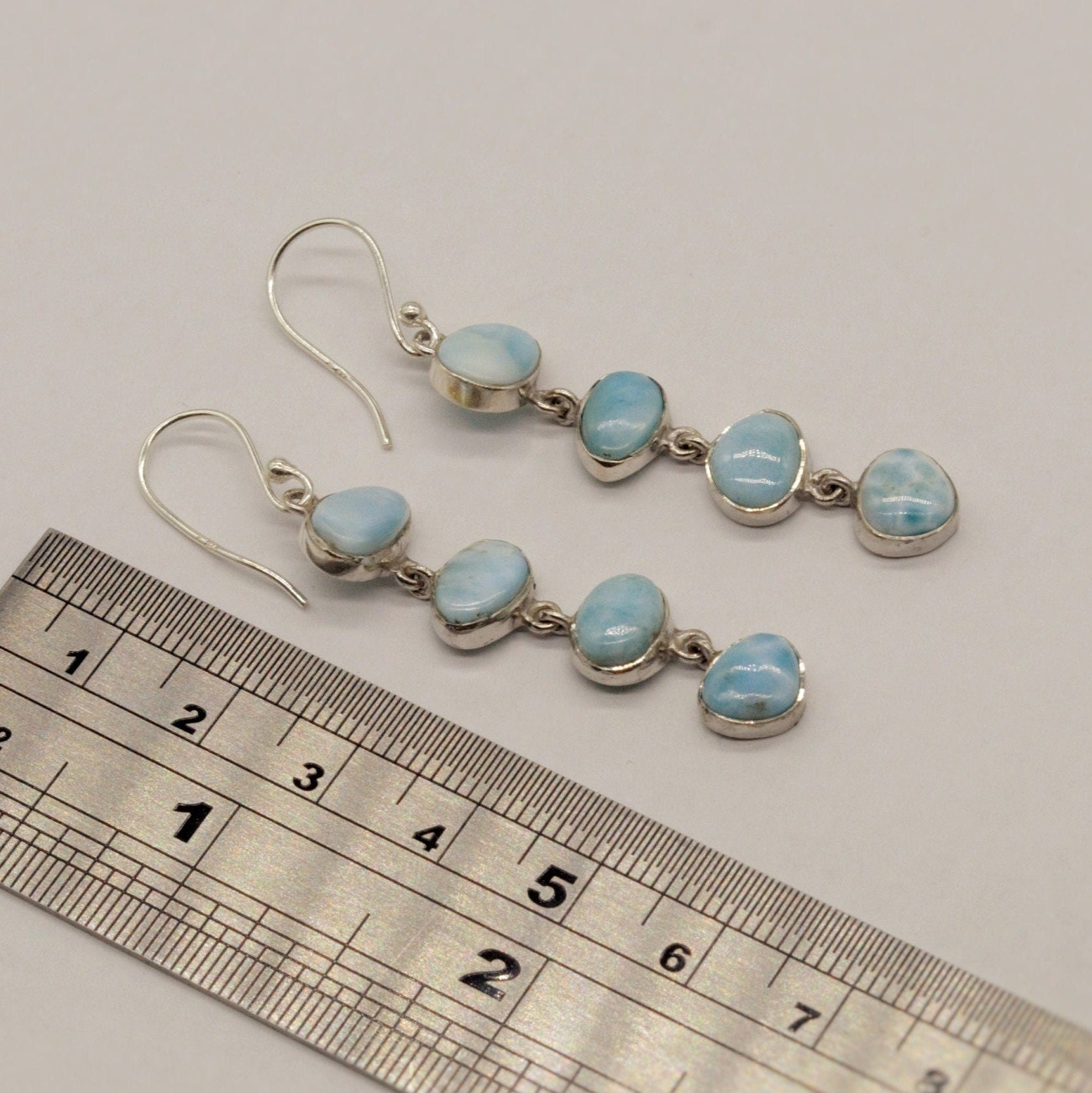 Larimar Dangle Drop Earrings, Sterling Silver, Blue Larimar Stone Earrings, Larimar Gemstone, Best Friend Gift For Her, Bridesmaid Gifts