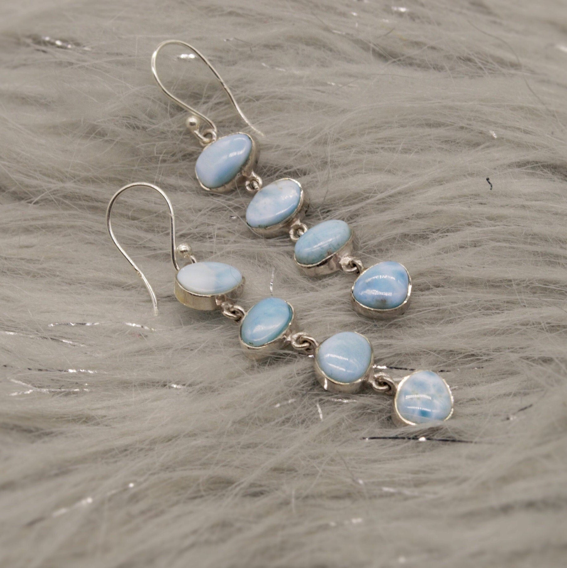Larimar Dangle Drop Earrings, Sterling Silver, Blue Larimar Stone Earrings, Larimar Gemstone, Best Friend Gift For Her, Bridesmaid Gifts