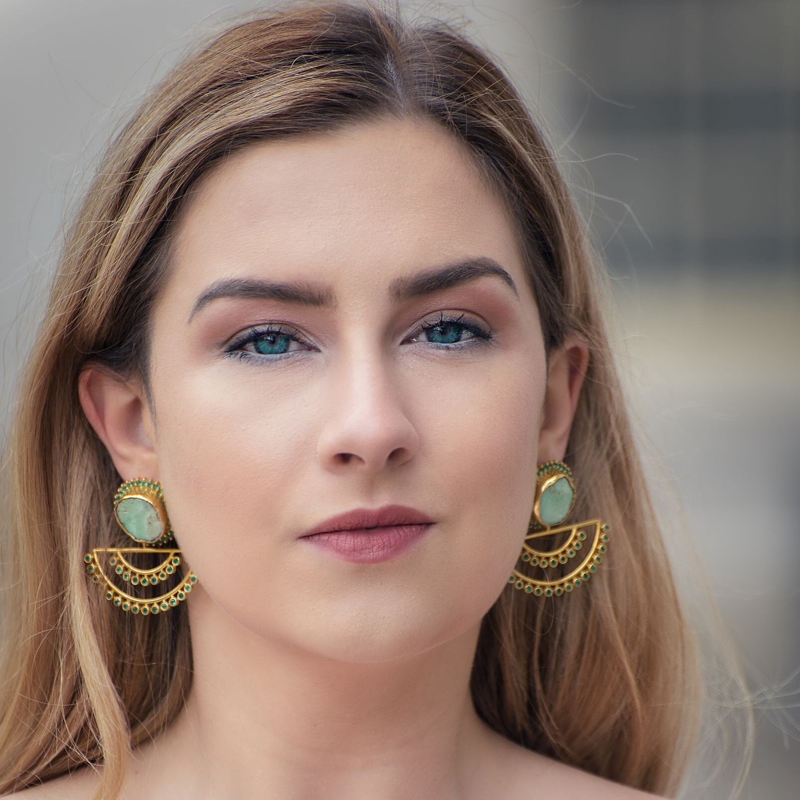 Chrysoprase Earrings, Green Onyx Earrings, Unique Gemstone Earrings, Sterling Silver Earrings, Gold Plated Earrings, Birthday Gifts For Her