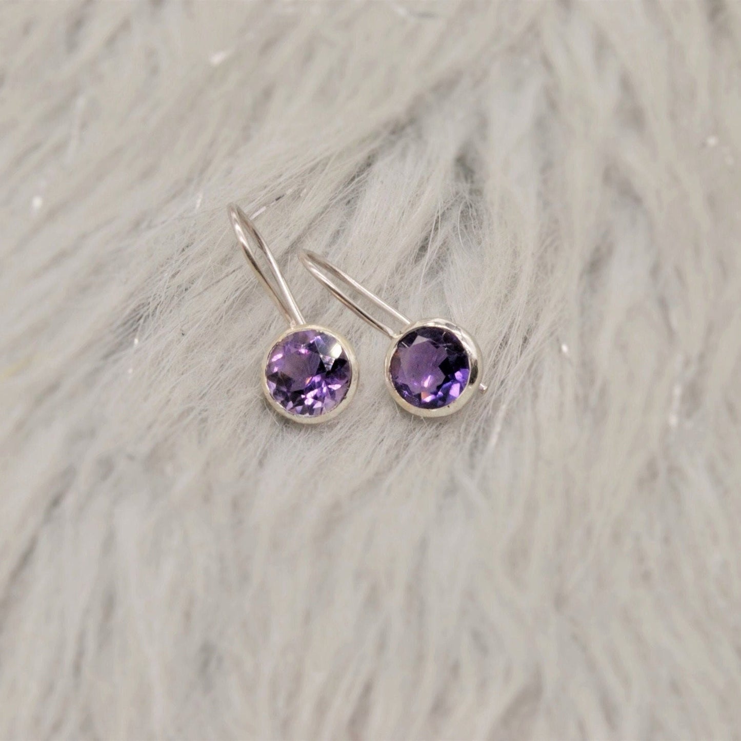 Purple Amethyst Sterling Silver Earrings, February Birthstone, Dainty Statement Unique Gemstone Dangle Drop Earrings, Gifts For Her