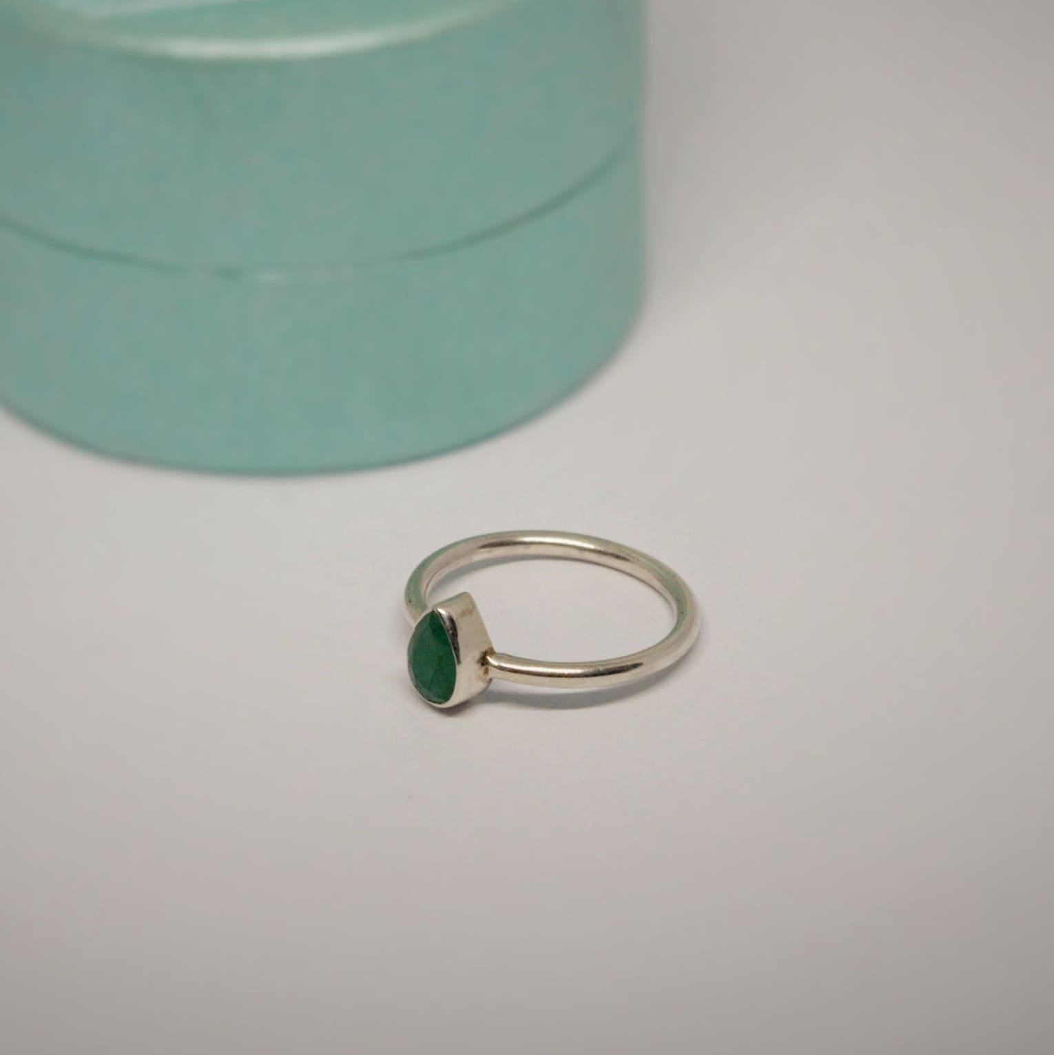 Emerald Ring, Green Dainty Silver Ring, Emerald Jewelry, Sterling Silver, May Birthstone, Rings for Women, Handmade Stacking Ring, Birthday