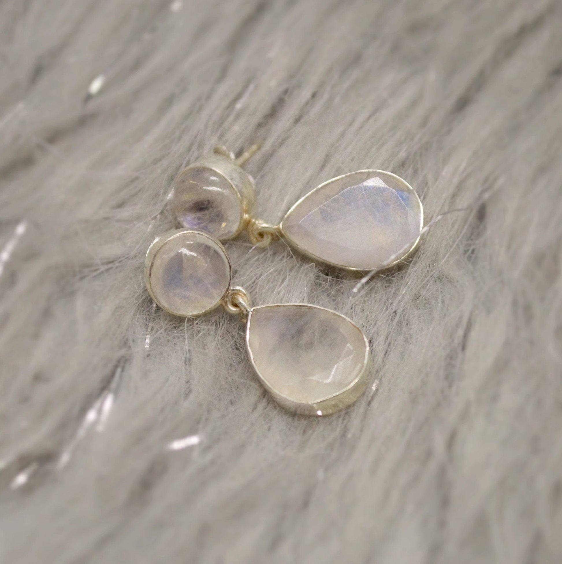 Rainbow Moonstone Sterling Silver Earrings, Moonstone Jewelry, Unique Gemstone Dangle Drop Earrings, Dainty Earrings, Gift For Her