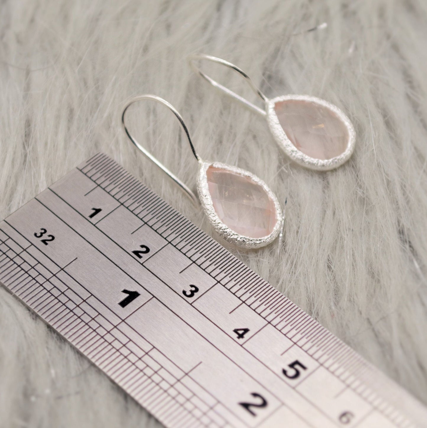 Rose Quartz Sterling Silver Drop Earrings, Unique Dangle Drop Earrings, Birthday Gifts For Her, Christmas, Gemstone Earrings, Quartz Jewelry