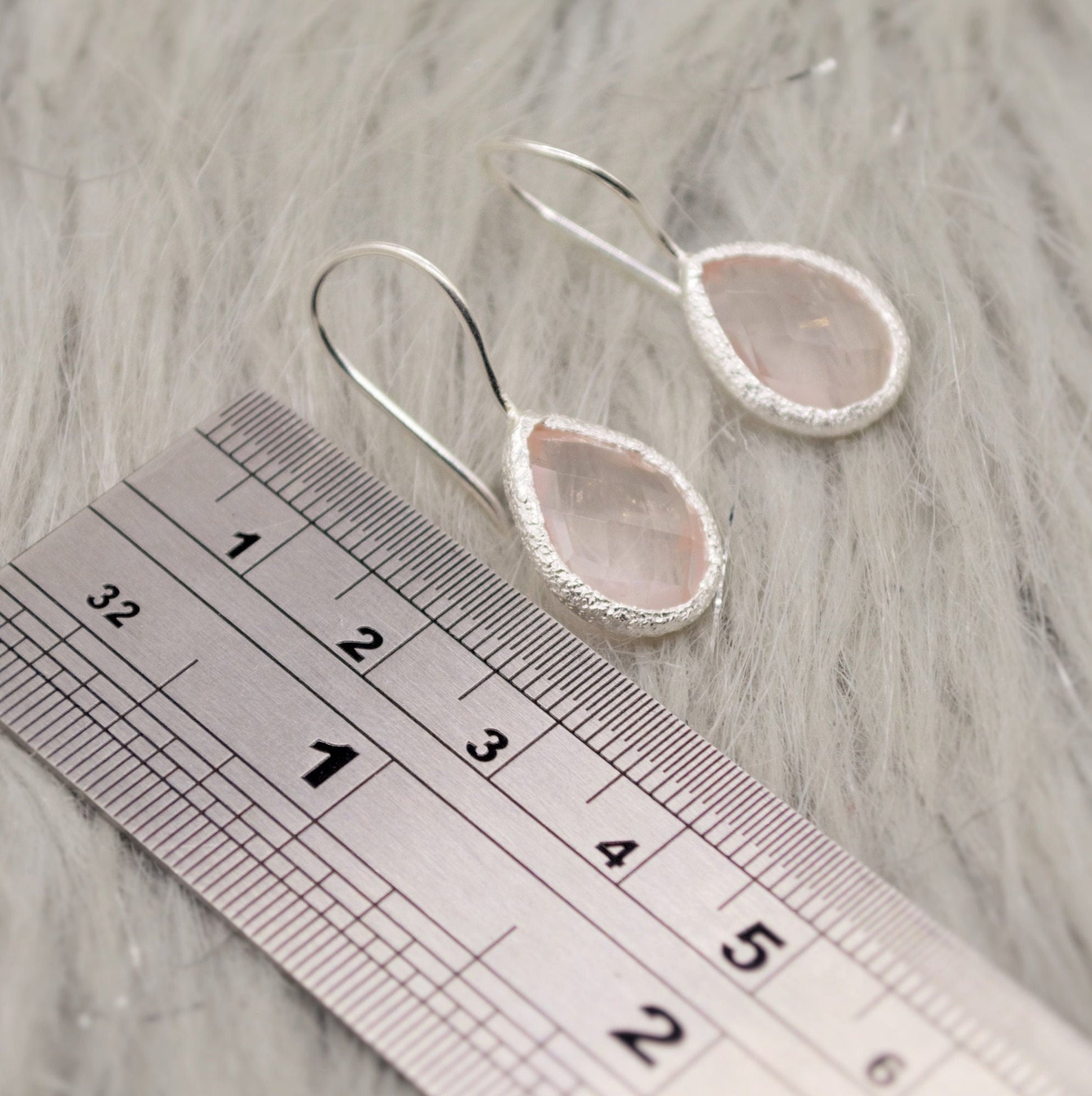 Rose Quartz Sterling Silver Drop Earrings, Unique Dangle Drop Earrings, Birthday Gifts For Her, Christmas, Gemstone Earrings, Quartz Jewelry