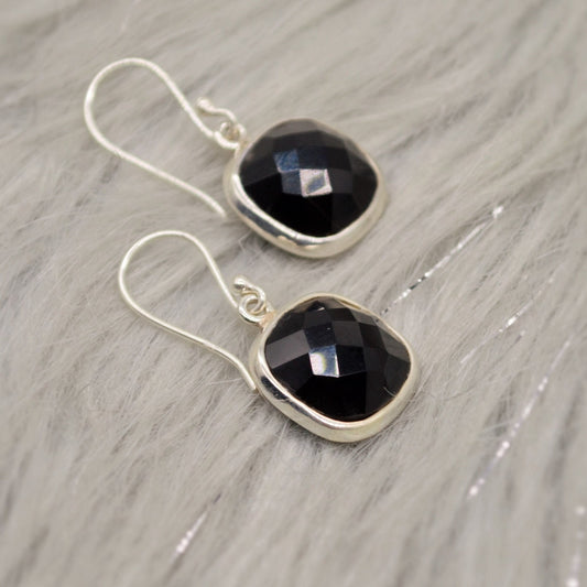 Black Onyx Sterling Silver Earrings, Statement Gemstone Earrings, Unique Dangle Drop Earrings, Birthday, Christmas Gift For Her