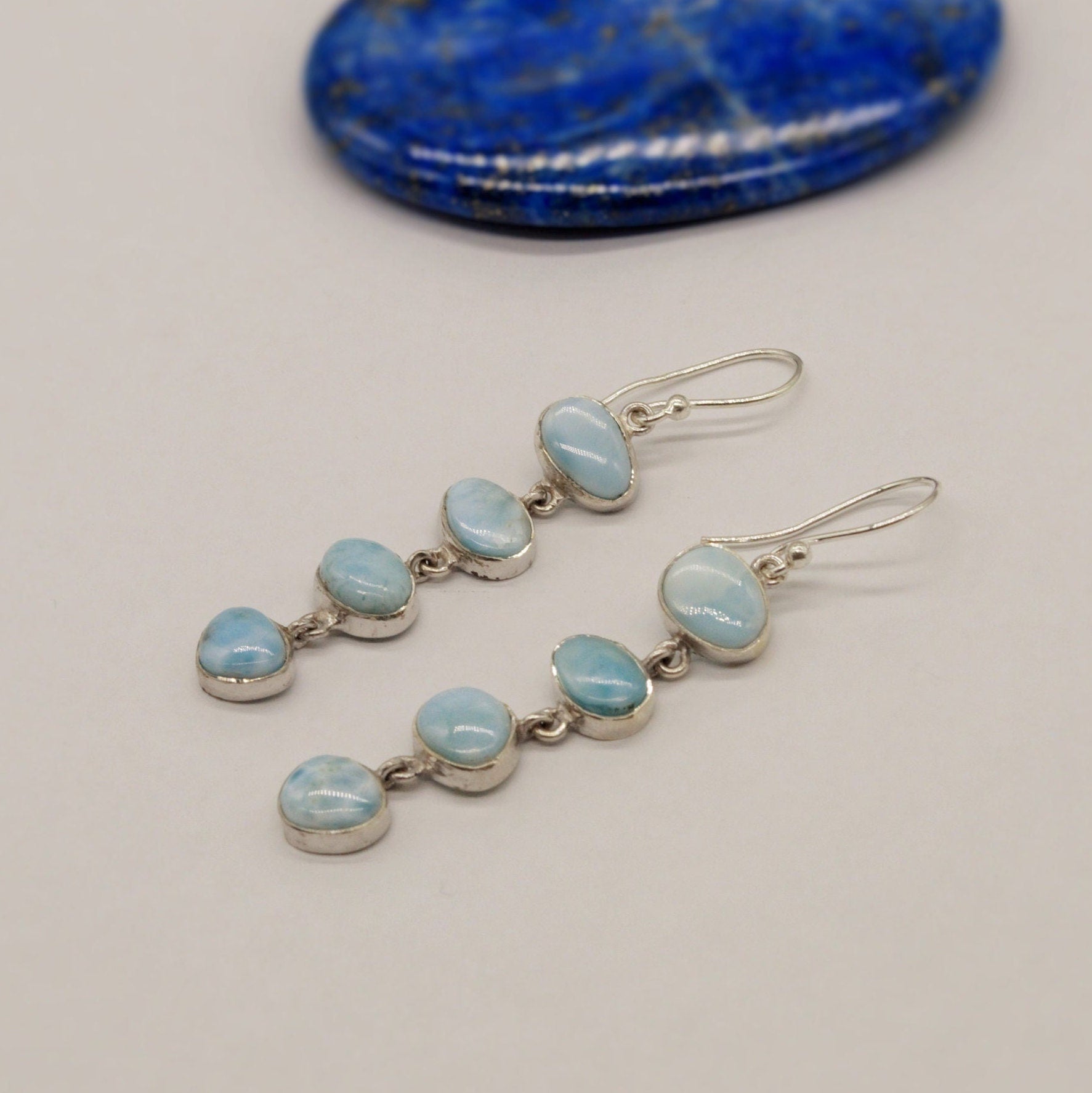 Larimar Dangle Drop Earrings, Sterling Silver, Blue Larimar Stone Earrings, Larimar Gemstone, Best Friend Gift For Her, Bridesmaid Gifts