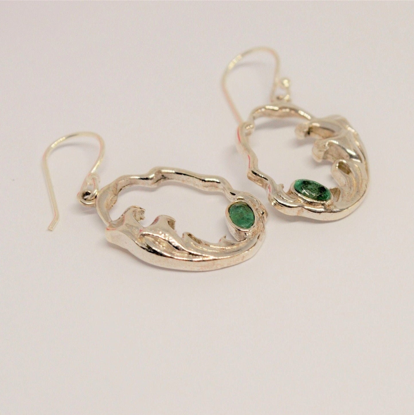 Emerald Sterling Silver Earrings, May Birthstone Jewelry, Unique Gemstone Dangle Earrings, Statement Earrings, Gift For Her