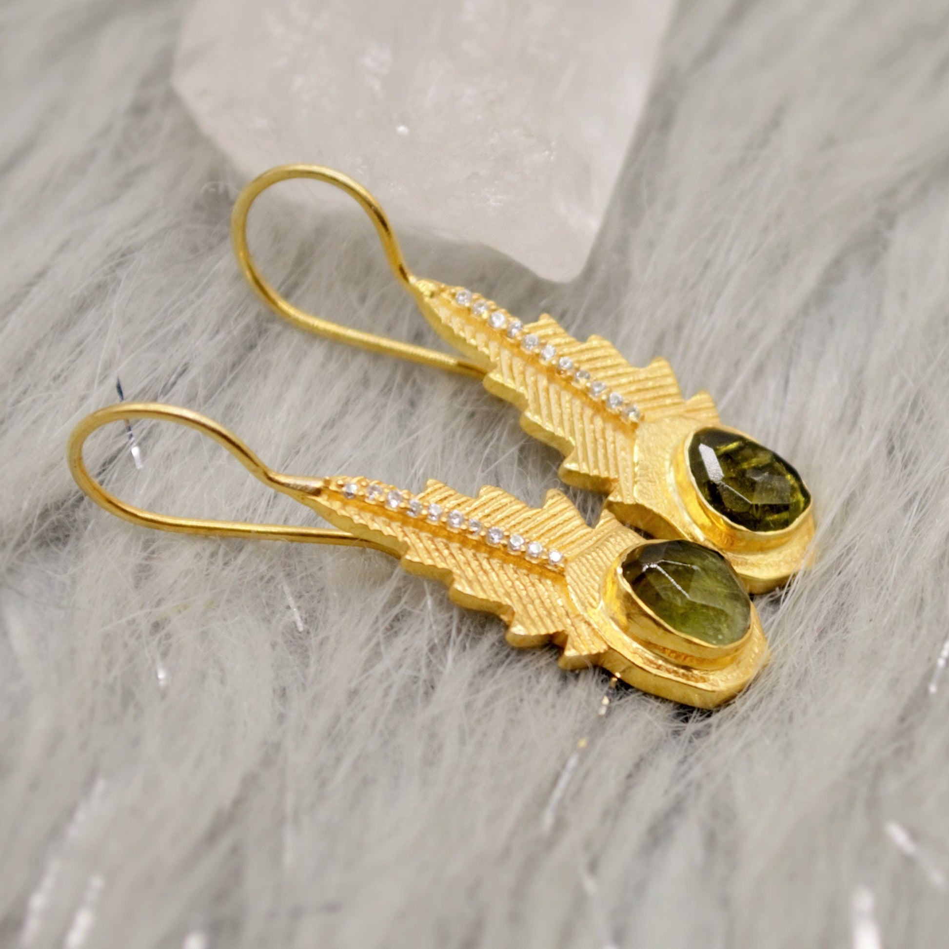 Green, Pink Tourmaline Earrings, CZ Sterling Silver Earrings, October Birthstone Jewelry, Raw Gemstone Earrings, Christmas Gifts For Her